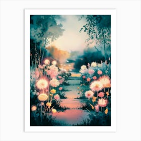 Path Of Flowers, Anime Art Lofi Art Print