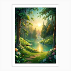 Swinging In The Forest Art Print