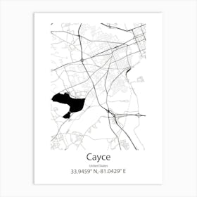 Cayce,United States Minimalist Map Art Print