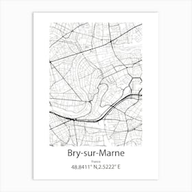 Bry Sur Marne,France Minimalist Map Art Print