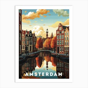 Amsterdam, Netherlands/Holland — Retro travel minimalist poster 3 Art Print