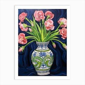 Flowers In A Vase Still Life Painting Carnation Dianthus 4 Art Print