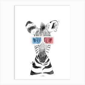 Safari Babies Zebra With Glasses Art Print