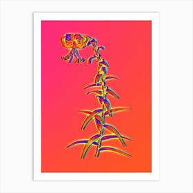 Neon Tiger Lily Botanical in Hot Pink and Electric Blue n.0495 Art Print