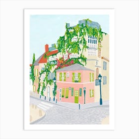 Montmartre, France Cafe, Paris Art Print Art Print