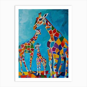 Geometric Giraffe Family 1 Art Print