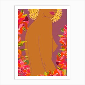 Nude Woman With Flowers 1 Art Print