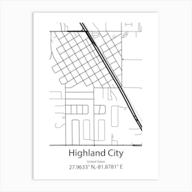 Highland,United States Minimalist Map Art Print