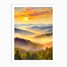 A Serene Sunrise Over A Misty Appalachian Valley Art Print