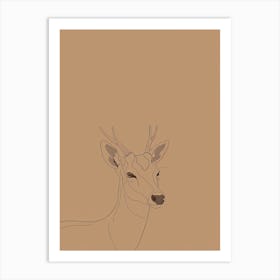 Deer - Boho, Line Art 13 Art Print