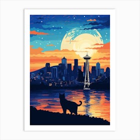 Seattle, United States Skyline With A Cat 3 Art Print