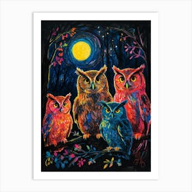 Owls At Night 4 Art Print