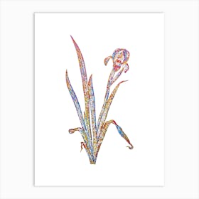 Stained Glass Crimean Iris Mosaic Botanical Illustration on White 1 Art Print