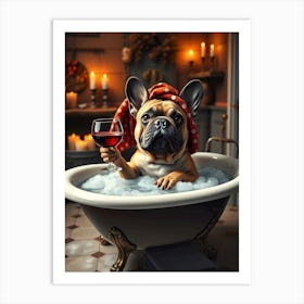 French Bulldog In The Bath Art Print