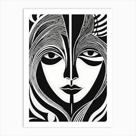 Linocut Piece Depicting of a woman, woman art, 164 Art Print