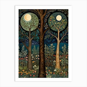 William Morris Two Trees At Night Art Print