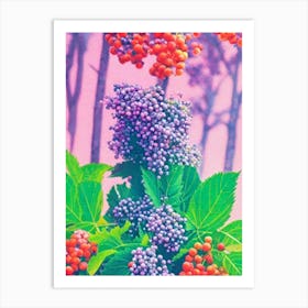 Elderberry 1 Risograph Retro Poster Fruit Art Print