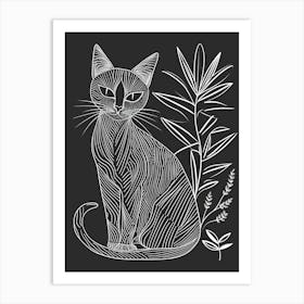 Khao Manee Cat Minimalist Illustration 1 Art Print