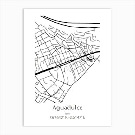 Aguadulce,Spain Minimalist Map Art Print