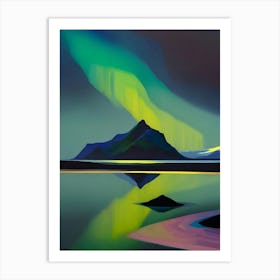 Northern Lights Over An Icelandic Lagoon Art Print