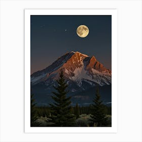 Moon in the mountains 1 Art Print