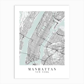 Manhattan New York Street Map Minimal Color Art Print