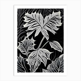 Siberian Ginseng Leaf Linocut 1 Art Print