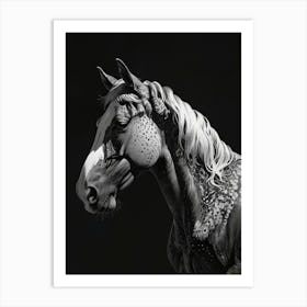 Black And White Horse Art Print