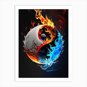 Fire And Water 1 Yin and Yang Illustration Art Print