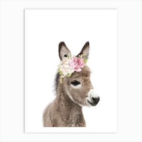 Peekaboo Floral Donkey Art Print