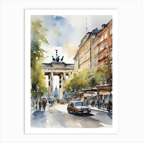Berlin City Watercolor Art 1 Art Print