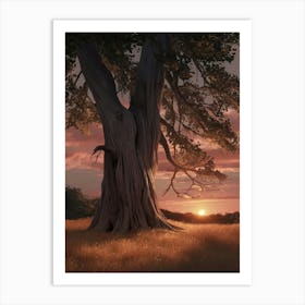 Sunset Over A Tree 1 Art Print