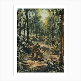 Triceratops In The Forest Painting 1 Art Print