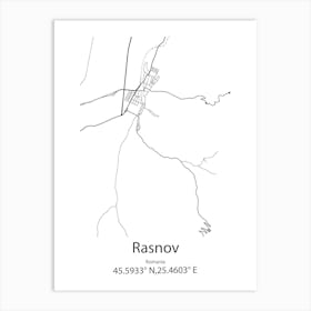 Rasnov,Romania Minimalist Map Art Print