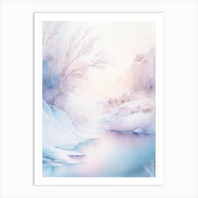 Frozen Landscapes With Icy Water Formations Waterscape Gouache 2 Art Print