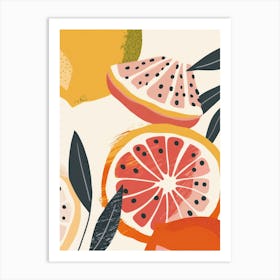 Grapefruits Close Up Illustration 1 Art Print