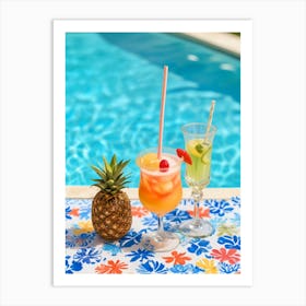 Tropical Cocktail By The Pool Art Print