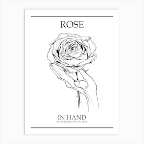 Rose In Hand Line Drawing 2 Poster Art Print