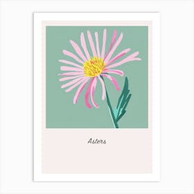 Asters 3 Square Flower Illustration Poster Art Print