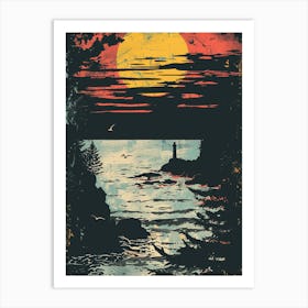 Sunset At The Lighthouse 2 Art Print