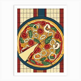 Gourmet Pizza On A Tiled Background 2 Art Print
