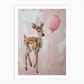 Cute Reindeer 2 With Balloon Art Print