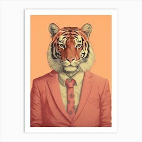 Tiger Illustrations Wearing A Business Suite 1 Art Print