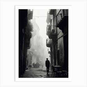 Naples, Italy, Mediterranean Black And White Photography Analogue 2 Art Print