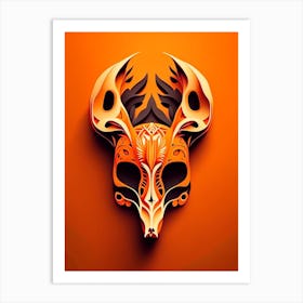 Animal Skull Orange 8 Mexican Art Print
