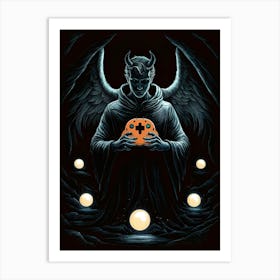 Devil Holding Pumpkin Art Print