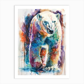 Polar Bear Colourful Watercolour 4 Art Print