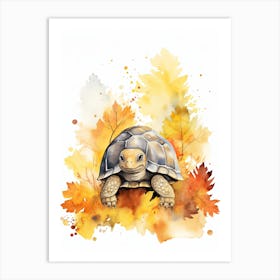 Turtle Watercolour In Autumn Colours 2 Art Print