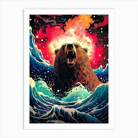 Bear In The Ocean 2 Art Print