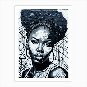 Graffiti Mural Of Beautiful Black Woman 45 Art Print